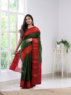 The Madurai Heritage – Studio Virupa Red Border, Red Colour, Shades Of Green