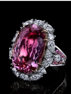 Pink Saphire, Pink Diamond Ring, Edwardian Jewelry, Diamond Cocktail Rings, Pink Topaz, Cushion Cut Diamonds, Pink Ring, Unique Gemstones, 925 Silver Jewelry