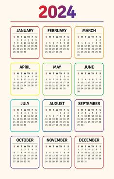 a calendar for the year 2012 and 2013 with colorful squares on it, in different colors