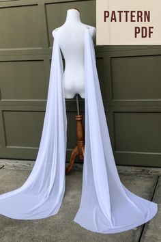 "I understand that it can be overwhelming trying to plan all the details of your wedding and to do so within budget. That's why I have put together this easy-to-follow, DIY pattern that will teach you how to make your wedding wings so that you walk down the aisle looking elegant and feeling special without breaking the bank. The best news is that this pattern requires NO SEWING MACHINE! Your will have your shoulder wings completed in just 5 easy steps. Skill Level: -This pattern requires NO sewi Couture, Sew Sleeves, Wing Tutorial, Wedding Cape Veil, Wings Pattern, Elbow Length Veil, Medieval Cosplay, Cape Pattern, Wedding Cape