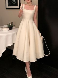 Midi Dress Evening, Prom Midi Dress, Evening Midi Dress, Wedding Party Outfits, Backless Long Dress, Pakaian Feminin, Elegant Midi Dresses, Vintage Princess, Elegante Casual