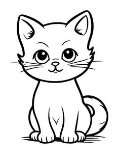 a cartoon cat with big eyes sitting down