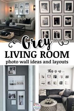 grey living room with pictures on the wall