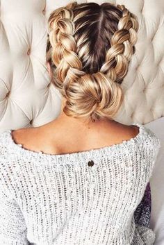 Formal Hair, Bun Hairstyle, Dutch Braids, Double Dutch, Prom Updos, Cool Braids, Back To School Hairstyles, Festival Hair, Dutch Braid