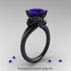 Modern Dragon 14K Black Gold 3.0 Ct Tanzanite by artmasters Dragon Engagement Ring, Dragon Ring Engagement, Modern Dragon, Art Masters Jewelry, Ruby Wedding Ring, Red Ring