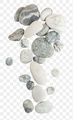 some rocks and pebbles on a white background, with no image in the top right corner