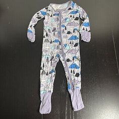LITTLE SLEEPIES Baby 6-12M One-Piece Zippy Bamboo Pajamas Mountains Print  | eBay Bamboo Pajamas, Mountain Print