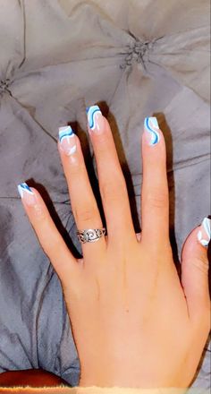 Cute Casual Nails Simple, Carrie Underwood Concert Nails, Preppy Nails Acrylic Square, Cute Trendy Nail Ideas 2023, Cute Square Acrylic Nails Short Spring, Preppy Nails Coffin, Blue Nails Coffin Short, Nail Ideas For Work Simple, Short Acrylic Nails Preppy