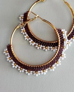 Beaded Earrings Ideas, Patterns For Bracelets, Hoop Earrings Diy, Earrings Diy Handmade, Earrings Ideas