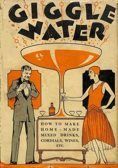 an old book cover shows a man and woman in front of a cocktail glass