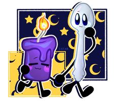 a cartoon character holding a lit candle