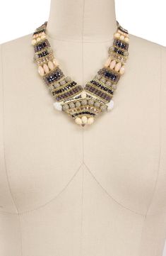 A cluster of beads in intriguing designs elevates this layered necklace for a fashionable look. Goldtone plate/glass Imported Aztec Necklace, Women's Necklace, Glam Party, Beaded Statement Necklace, Layered Necklace, Womens Necklaces, The House, Statement Necklace, Beaded Necklace