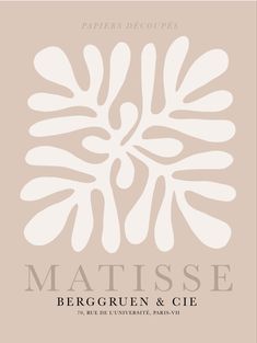 the cover of matissee, with an image of a flower in white on a beige