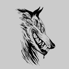 a wolf's head with an intricate pattern on it