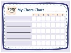 a printable chore chart with the words'my chore chart'on it
