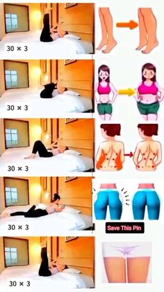 the woman is laying on her bed and doing exercises for each other's butts