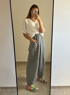 Wide Leg Pants Sewing Pattern, Sizes S, M and L, Digital Pattern, High Waisted Boho Trousers. - Etsy Couture, Easy Sew Pants Women, Wide Leg Trouser Sewing Pattern, Wide Leg Pants Pattern Sewing, Easy Trouser Sewing Pattern, Sewing Linen Pants, Diy Flowy Pants, Wide Leg Flowy Pants Outfit, Hippie Pants Pattern