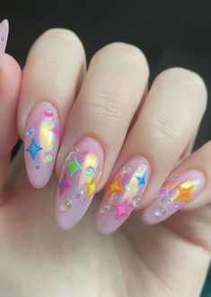 Birthday Nail Designs, Birthday Nail, Fun Summer Nails, Long Nail Art, Kawaii Nails, Cat Kuku, Birthday Nails, Funky Nails, Dream Nails