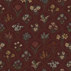 an image of a wallpaper with flowers and leaves on the backgroung