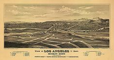 an old map of los angeles with mountains in the background