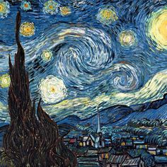 the starry night painting is shown in this image