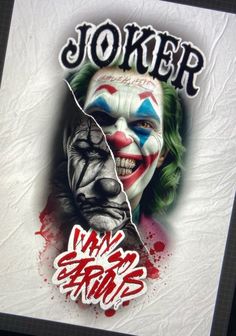 the joker movie poster has been altered to look like it is torn in half