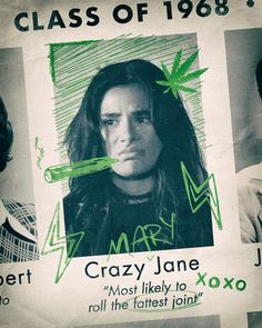an old poster has been altered to look like the famous movie character, crazy jane