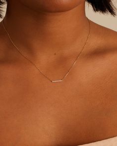 Elegant Bar Design, Everyday Diamond Necklace, Tiny Diamond Necklace, Diamond Necklace Simple, Elegant Bar, Gorjana Jewelry, Diamond Bar Necklace, Dainty Diamond Necklace, 18k Gold Necklace