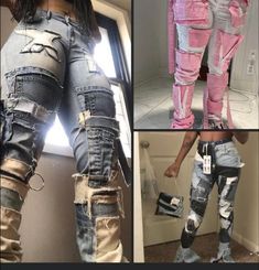 High Waste Flair Jeans Outfit, Denim Custom Jeans, Distressed Skirt Outfits, Custom Outfits Black Women, Custom Denim Skirt Outfit, Stacked Jeans Outfit Black Women, Custom Stacked Jeans, Custom Pants Ideas, Custom Outfit Ideas