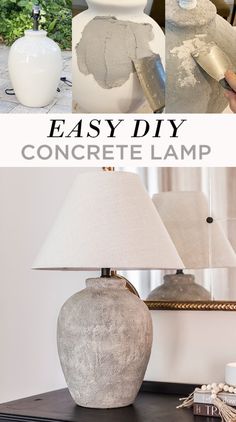 an easy diy concrete lamp with instructions to make it