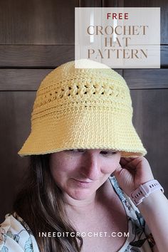 Image of free crochet bucket hat pattern.