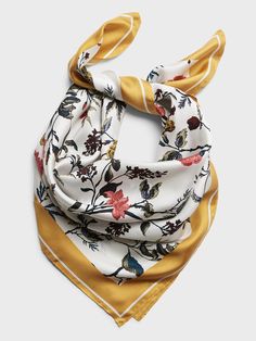 Accent your look with this square scarf, made with luxuriously soft silk.  Length: 26" (66cm) Width: 26" (66cm) Summer Scarf Outfit, Head Scarf Outfit, Spring Scarf Outfit, Scarf Outfit Summer, Silk Scarf Outfit, Scarf Inspiration, Scarf Photography, Scar Cover Up, Silk Square Scarf