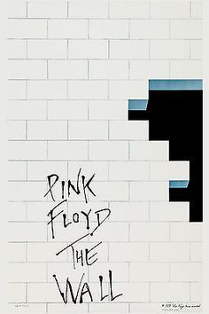 pink floyd the wall is shown in black and white, with blue stripes on it