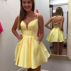 Yellow Homecoming dresses short,Short Party Dresses,Homecoming Dress,Graduation Dress cg4658 - US 12 / As Photo