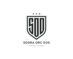 the logo for sogra orc dos football academy, which is designed in black and white