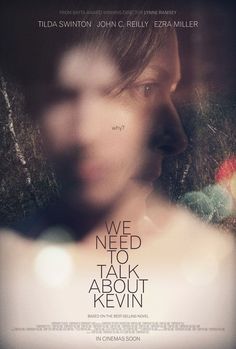 the movie poster for we need to talk about kevinn, which features a blurry image of a woman's face