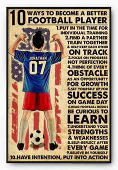a soccer poster with an american flag and the number seven player on it's back