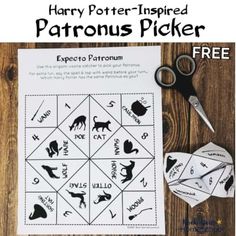 harry potter inspired patronus picker is shown with scissors and paper on the table