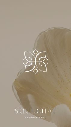 a white flower with the word soulchat on it's bottom right corner