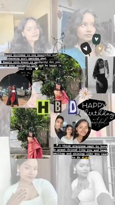 a collage of photos with the words happy birthday written in different languages on them