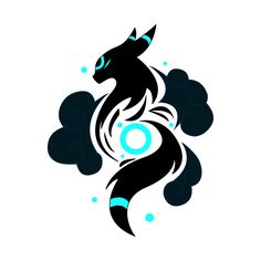 an abstract black and blue horse logo