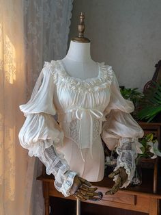 Devil Inspired, Fair Outfits, Perfect Blouse, Sleeves Blouse, Vintage Blouse, Modieuze Outfits, 가을 패션, Lace Ruffle, Fantasy Clothing