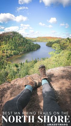 text "best hiking on the north shore mn" over image of a hikers boots in front of an overlook on the superior hiking trail North Shore Mn Hikes, Duluth Minnesota Hiking, Minnesota Hiking Trails, Minnesota Adventures, Minnesota Hiking, Superior Hiking Trail, North Shore Mn, North Shore Minnesota, Superior Wisconsin