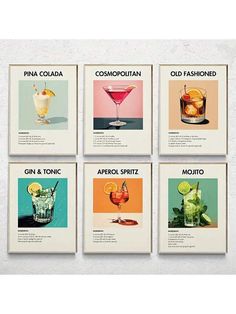 four different types of cocktails are shown on the wall in this advertisement for old tonic