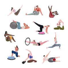 a group of people doing different yoga poses