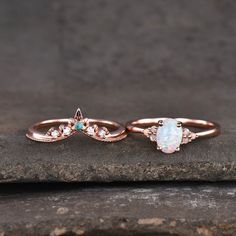 Opal Engagement Ring Vintage, Opal Wedding Ring Set, Fire Opal Engagement Ring, Turquoise Wedding Band, Vintage Opal Engagement Ring, Opal Engagement Ring Set, Gold Promise Ring, Rose Gold Promise Ring, Morganite Engagement Ring Set