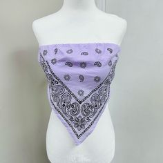 Adika Purple Bandanna Tube Top With A Back Tie. New With Tags. Purple Tube Top Outfit, Purple Top Png, Bandana Tops, Purple Tube Top, Purple Clothes, Tube Top Outfits, Seersucker Top, Mint Green Tops, Clothing Board