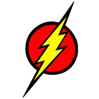 the flash logo is red and yellow with a lightning bolt in it's center