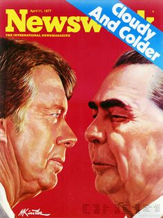 a painting of two men facing each other on the cover of news and color magazine