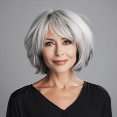 Woman 60 years old with Playful Short Stacked Bob